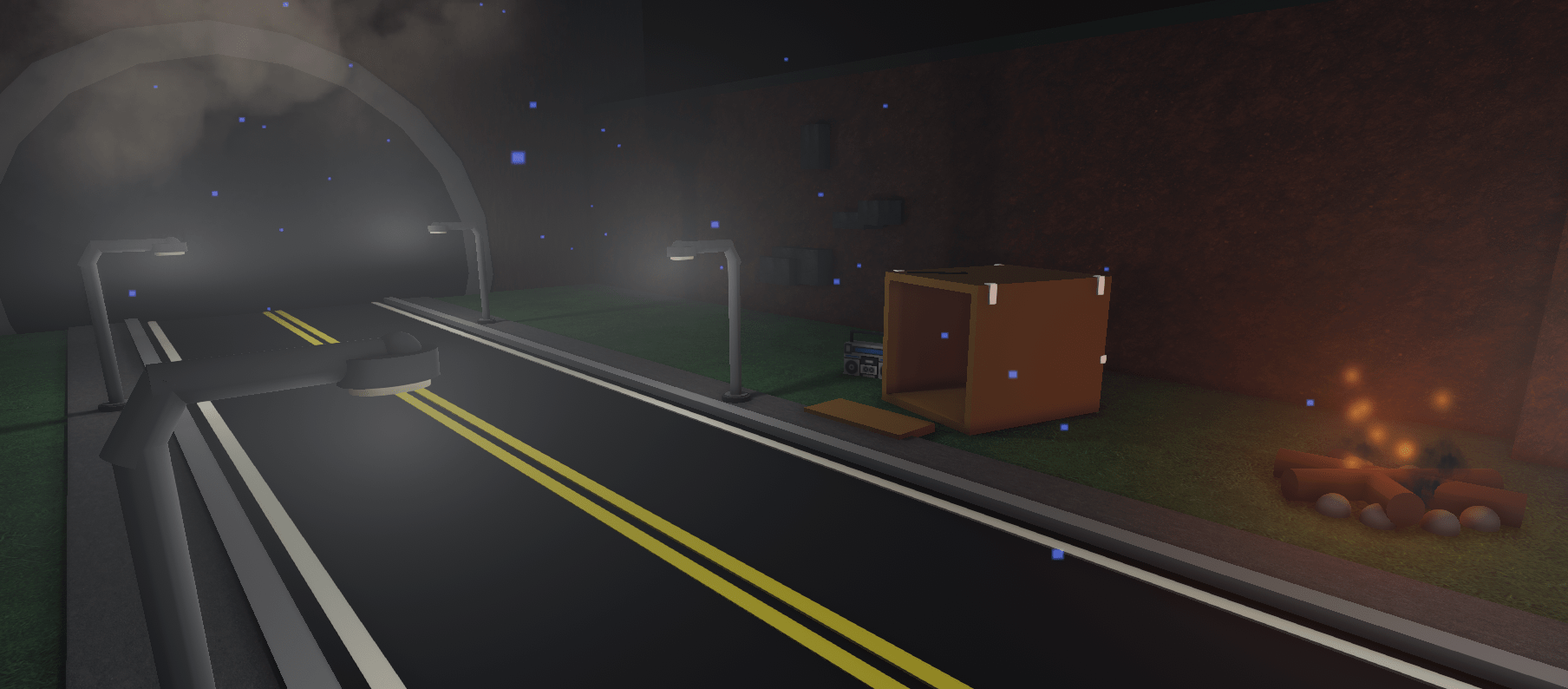 cardboard box on the side of the street on a rainy sunday night